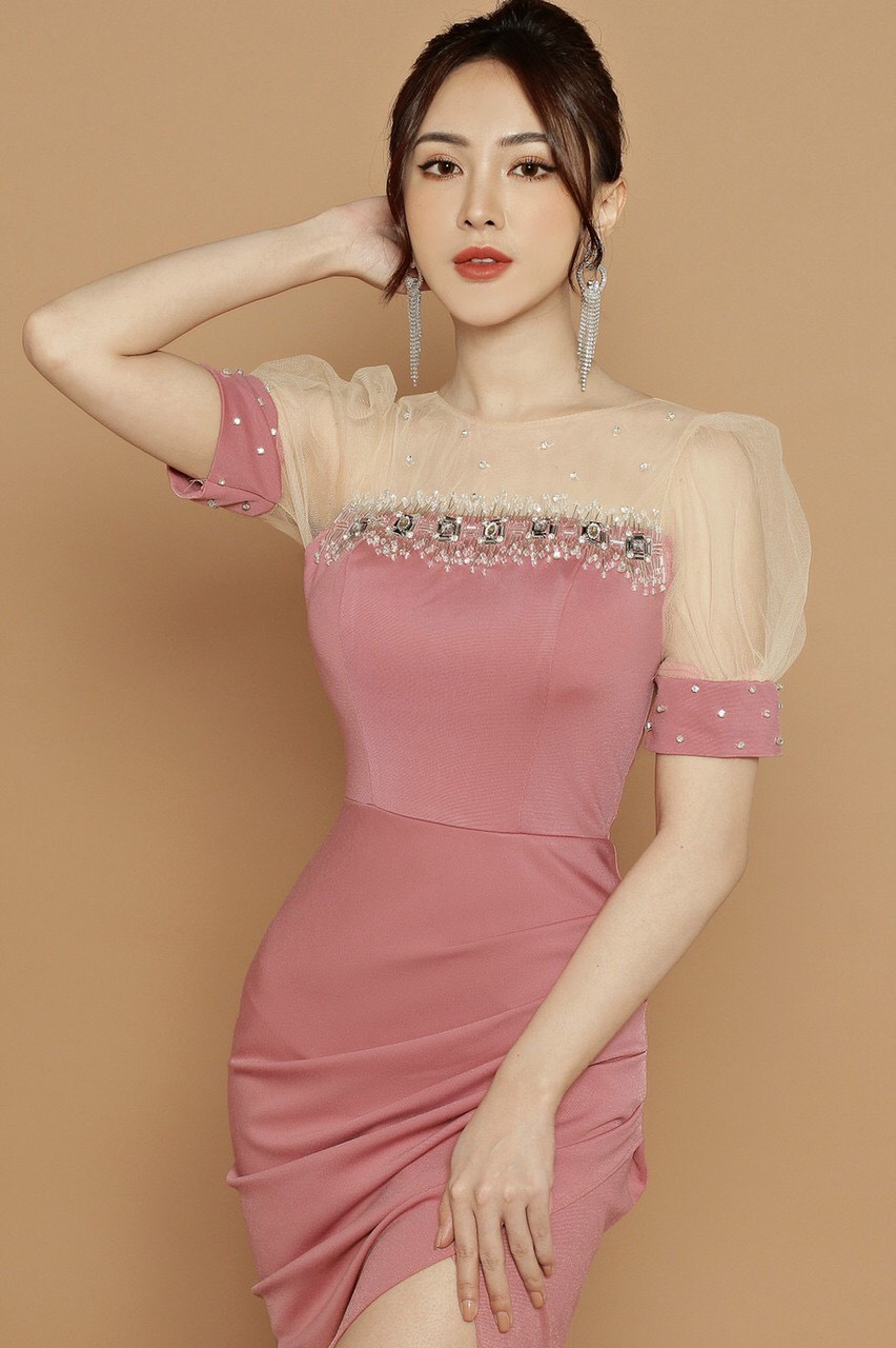 Đầm Dạ Hội Ngọc Phối Lưới - D635